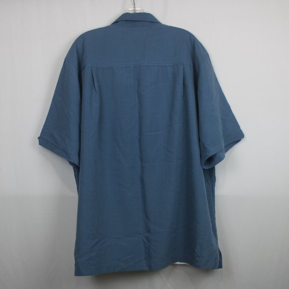 Cubavera 2XLT blue and white button up short sleeve dress shirt - Picture 4 of 5